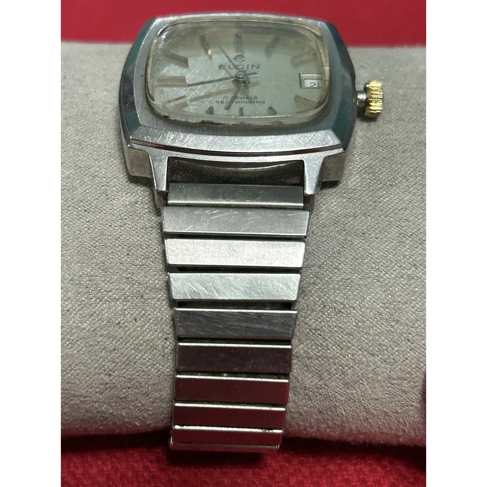 Vintage Elgin 17-Jewel Self-Winding (Automatic) Men's Wristwatch Silver READ